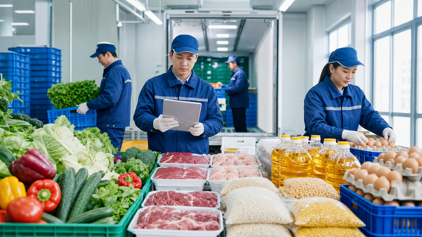 鲜蔬类 鲜肉类 粮油类 禽蛋类